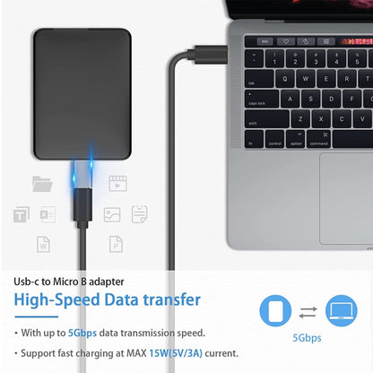 JUNSUNMAY USB-C / Type-C Female to Male USB 3.0 Micro B Adapter Converter