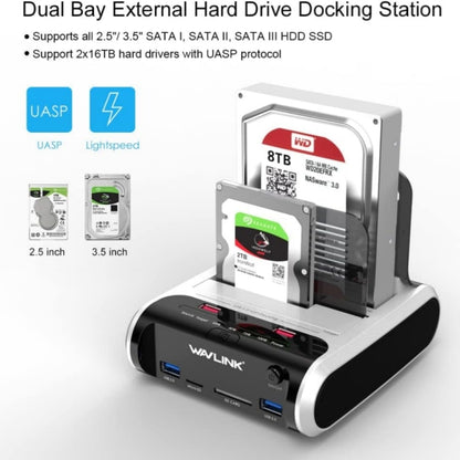 Wavlink ST336A SSD HDD Fast Offline Clone SATA  USB 3.0 External Hard Drive Case