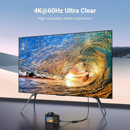 JUNSUNMAY 4K 60Hz Mini HDMI Male to HDMI 2.0V Male Spring Cable