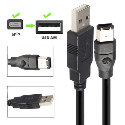 Кабель-адаптер JUNSUNMAY Firewire IEEE 1394 6-контактный штекер — USB 2.0 штекер