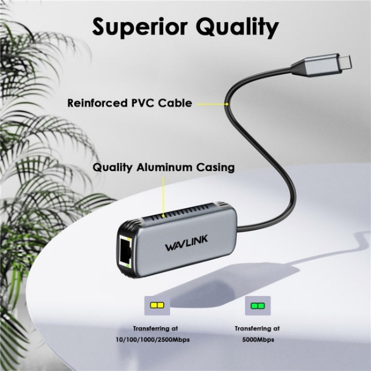 Проводной сетевой конвертер WAVLINK NWU340G 5 Гбит/с USB-C - RJ45 Gigabit Ethernet