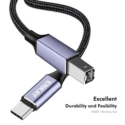 Кабель-переходник ENKAY ENK-CB170 USB C / Type-C на USB 2.0 B для принтера и сканера, нейлоновый плетеный