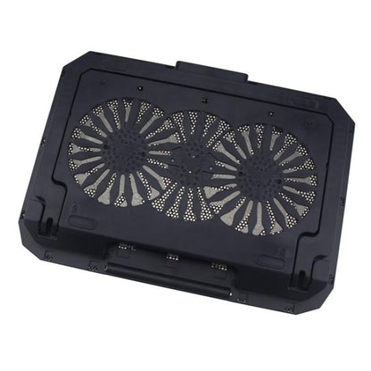 N33 RGB divu ventilatoru dzesēšanas paliktnis ar regulējama augstuma klēpjdatora statīvu ar tālruņa turētāju