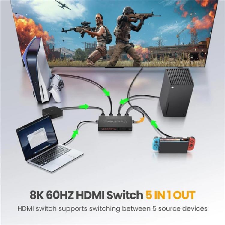 Q8-5 For Home Theater / Office HDMI 2.1 5x1 Switch 8K 60Hz Gaming Video Switcher  Control
