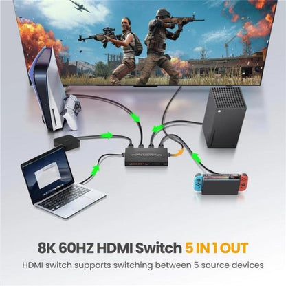 Q8-5 For Home Theater / Office HDMI 2.1 5x1 Switch 8K 60Hz Gaming Video Switcher  Control
