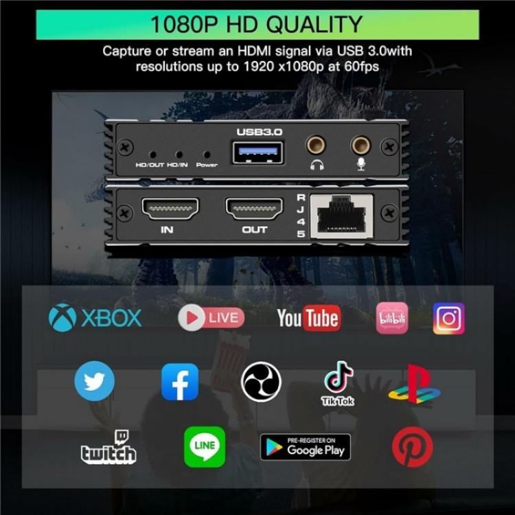 Адаптер C9 USB 3.0 Gigabit Ethernet Loop Out, плата видеозахвата HDMI 4K 60 Гц