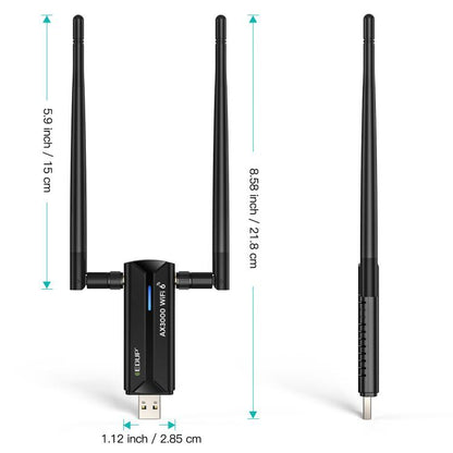 EDUP EP-AX1672 AX3000 USB 3.0 беспроводной WiFi 6E адаптер 802.11g высокой мощности беспроводной USB-адаптер 2,4 ГГц, 5 ГГц и 6 ГГц с чипсетом MT7621AU