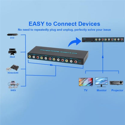 RCA 4 In 3 Out AV Audio Video Signal Composite Switcher AV Switch Splitter Box