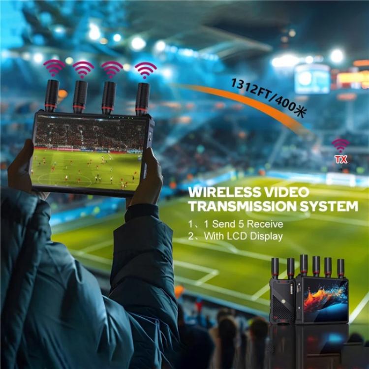 VRRIIS 083P ar ekrānu, atbalsts no 1TX līdz 5RX 400m bezvadu HDMI raidītājs-uztvērējs