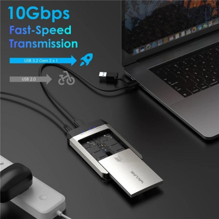 WAVLINK ST347 One-Click Offline Clone Dual Slot M.2 SSD Enclosure USB-C 3.2 Gen2 10 Гбит/с