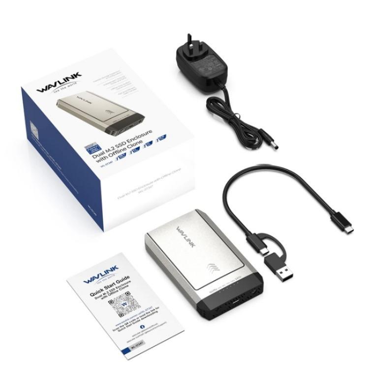 WAVLINK ST347 One-Click Offline Clone Dual Slot M.2 SSD Enclosure USB-C 3.2 Gen2 10 Гбит/с