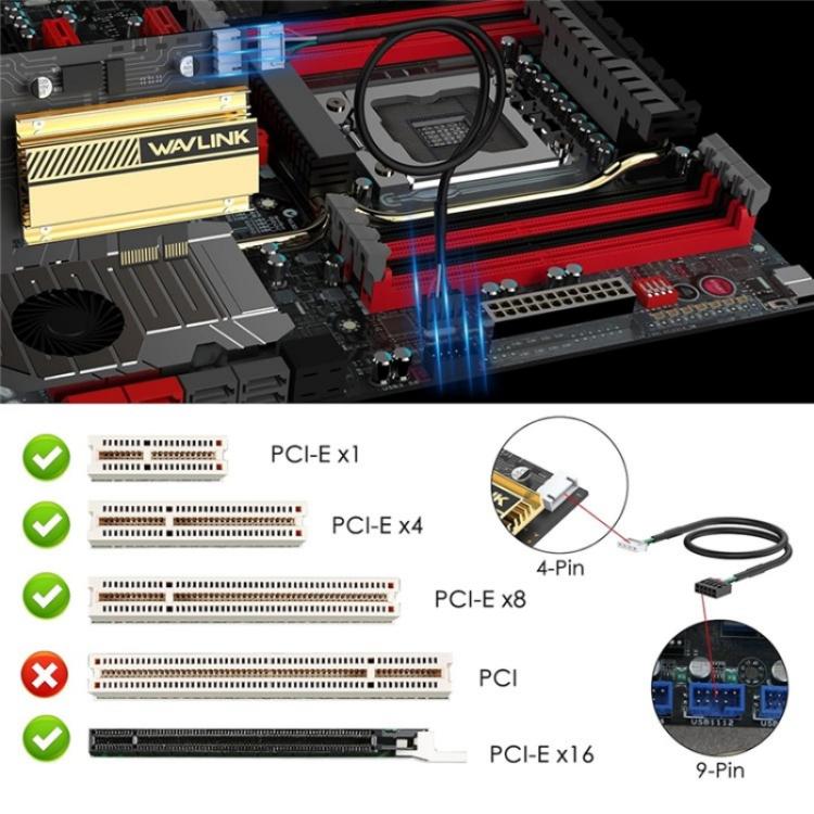 WAVLINK WN675X3-C WiFi 6E Pcie WiFi tīkla kartes adapteris trīsjoslu AX210 AX5400