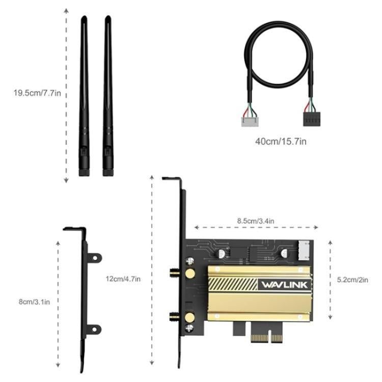 WAVLINK WN675X3-C WiFi 6E Pcie WiFi tīkla kartes adapteris trīsjoslu AX210 AX5400