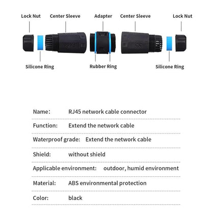 JUNSUNMAY IP68 ekranēts tīra vara ūdensnecaurlaidīgs gigabitu RJ45 Ethernet savienotājs Cat5/Cat5e/Cat6/Cat7/Cat8