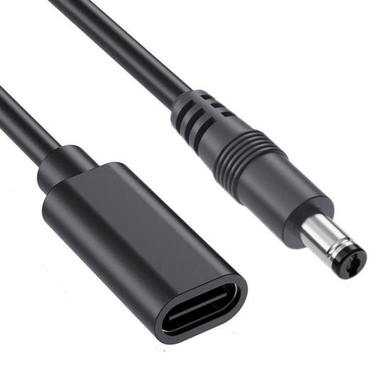 JUNSUNMAY 5V 3A DC 5.5mm x 2.1mm vīriešu uz C tipa sieviešu strāvas pagarinātāja uzlādes vads, garums: 25cm