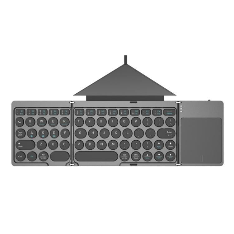 Складная беспроводная Bluetooth-клавиатура KF86 MAX с сенсорной панелью + кожаный чехол