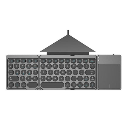 Складная беспроводная Bluetooth-клавиатура KF86 MAX с сенсорной панелью + кожаный чехол
