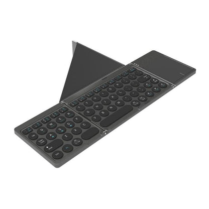 Складная беспроводная Bluetooth-клавиатура KF86 MAX с сенсорной панелью + кожаный чехол