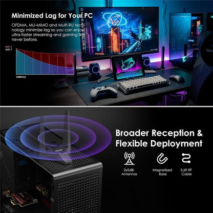WAVLINK WN685BE3-A Трехдиапазонный беспроводной адаптер BE200 для настольного ПК WiFi 7 BE8800 PCIe Card