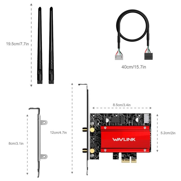 Беспроводная сетевая карта WAVLINK WN685BE3-B BE8800 2,4 ГГц 5 ГГц 6 ГГц Wi-Fi 7 Tri-Band PCI-E
