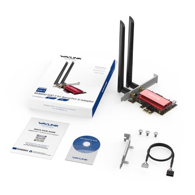 Беспроводная сетевая карта WAVLINK WN685BE3-B BE8800 2,4 ГГц 5 ГГц 6 ГГц Wi-Fi 7 Tri-Band PCI-E