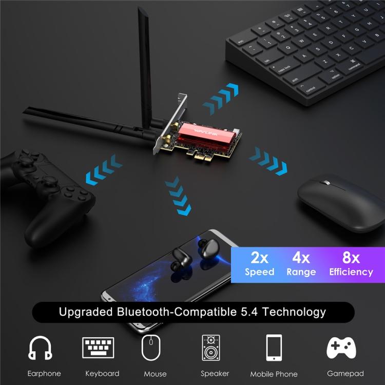 Беспроводная сетевая карта WAVLINK WN685BE3-B BE8800 2,4 ГГц 5 ГГц 6 ГГц Wi-Fi 7 Tri-Band PCI-E
