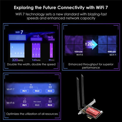 Беспроводная сетевая карта WAVLINK WN685BE3-B BE8800 2,4 ГГц 5 ГГц 6 ГГц Wi-Fi 7 Tri-Band PCI-E