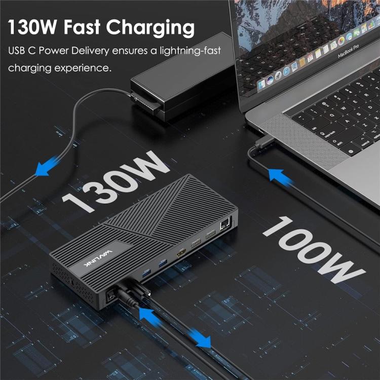 WAVLINK UG69PD24 12-in-1 PD 100W uzlādes DisplayLink dokstacija Thunderbolt 4/3 portiem