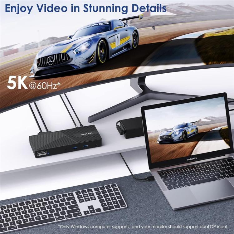 WAVLINK UG69PD24 12-in-1 PD 100W uzlādes DisplayLink dokstacija Thunderbolt 4/3 portiem