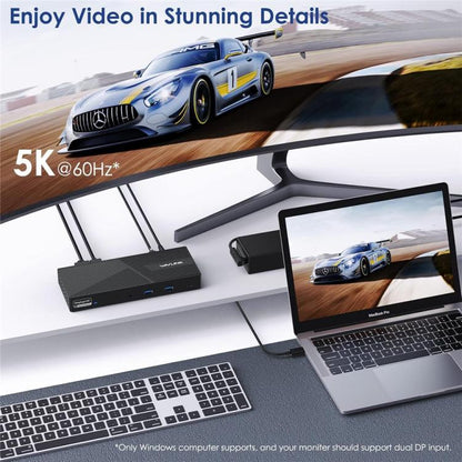 WAVLINK UG69PD24 12-in-1 PD 100W uzlādes DisplayLink dokstacija Thunderbolt 4/3 portiem