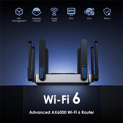 WAVLINK WN592AX6 2.5G vairāku gigabaitu portu četrkodolu procesors AX6000 divjoslu WiFi 6 maršrutētājs