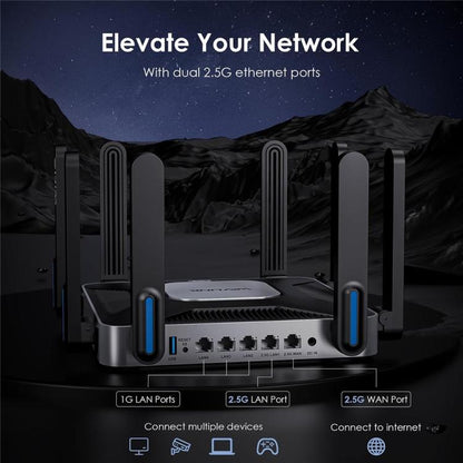 WAVLINK WN592AX6 2.5G vairāku gigabaitu portu četrkodolu procesors AX6000 divjoslu WiFi 6 maršrutētājs