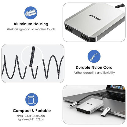 WAVLINK UMD320 With 100W Power Port Type-C to 4K HDMI + 8K HDMI Adapter