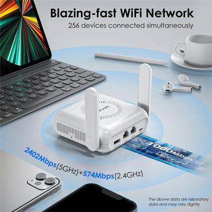 WAVLINK WNT100X3 AX3000 160MHz MU-MIMO OFDMA VPN divjoslu WiFi 6 ceļojumu maršrutētājs