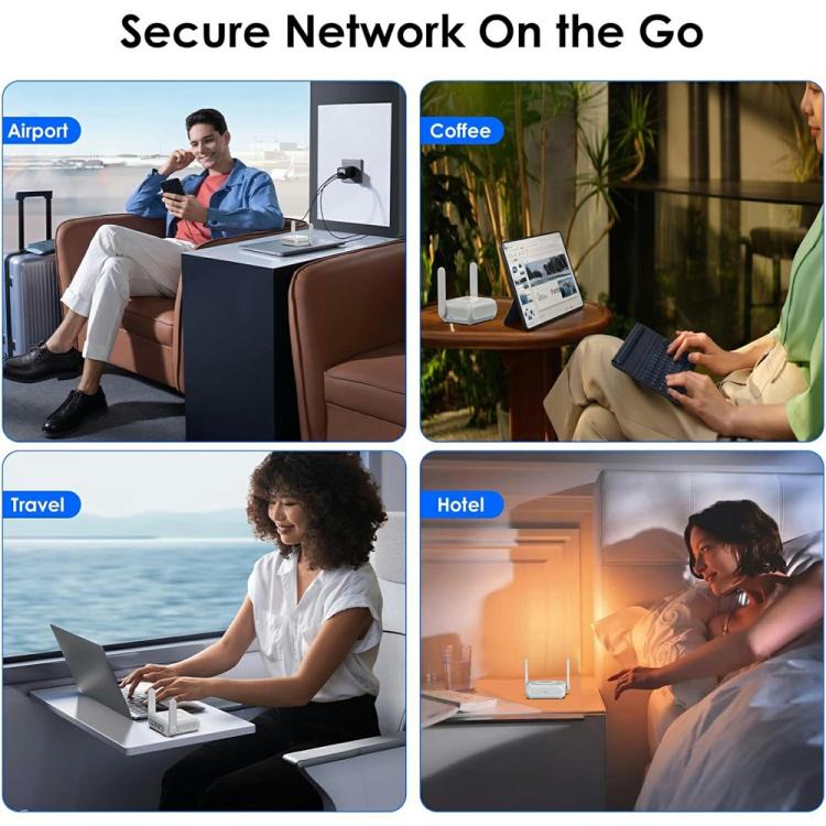 WAVLINK WNT100X3 AX3000 160MHz MU-MIMO OFDMA VPN divjoslu WiFi 6 ceļojumu maršrutētājs
