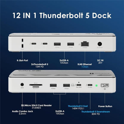 WAVLINK UTD58 12 in 1 120Gbps 140W Thunderbolt 5 Docking Station