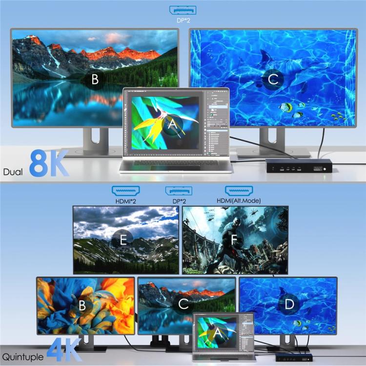 Док-станция WAVLINK UG75PD5-3H2D2 для Mac M1 / ​​M2 / M3 / M4 / Windows DisplayLink-7400