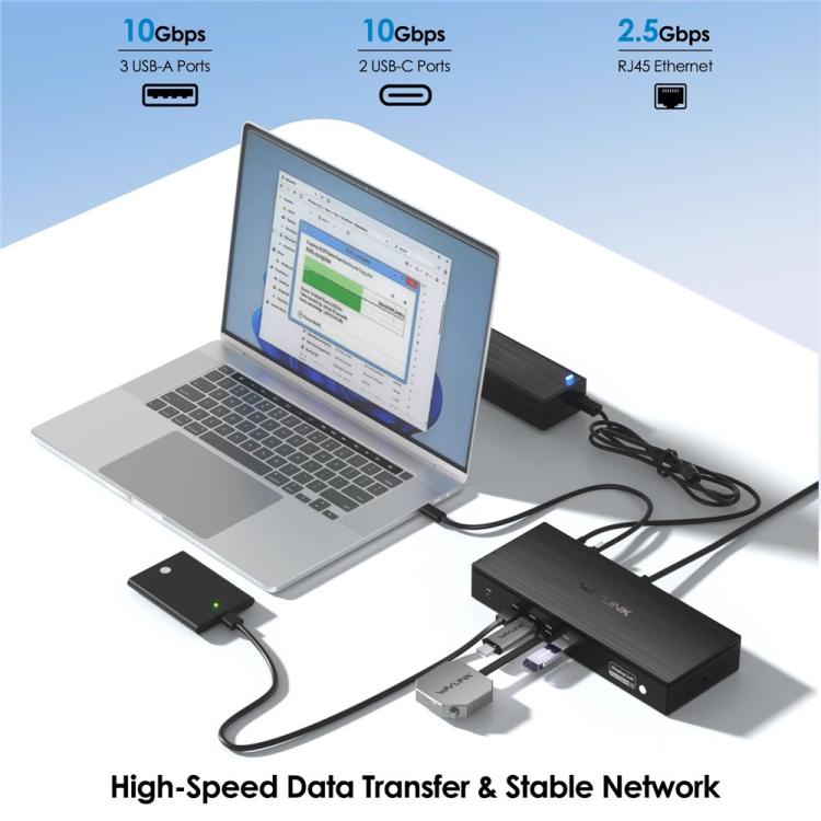 Док-станция WAVLINK UG75PD5-3H2D2 для Mac M1 / ​​M2 / M3 / M4 / Windows DisplayLink-7400