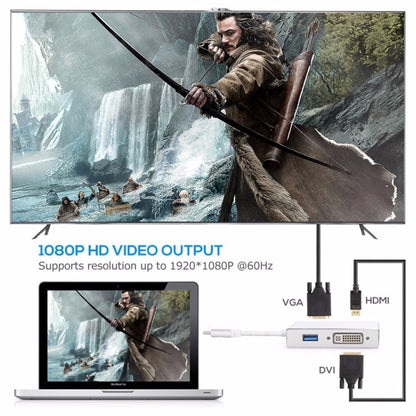 4 vienā USB 3.1 USB C tipa C uz HDMI VGA DVI USB 3.0 adaptera kabelis klēpjdatoram Apple Macbook Google Chromebook Pixel