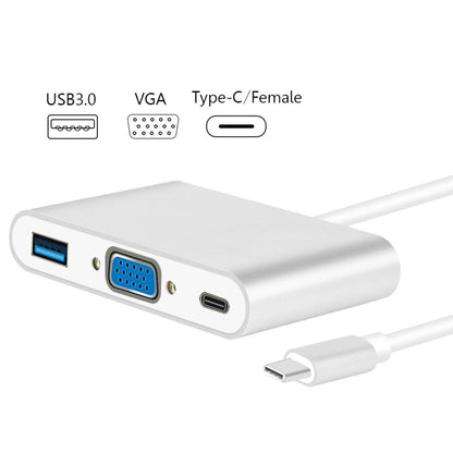 USB Type C to VGA 3-in-1 Hub Adapter supports USB Type C tablets and laptops for Macbook Pro / Google ChromeBook