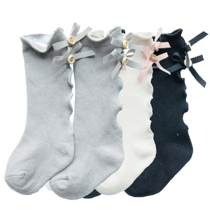 Baby Cute High Knee Fungus Lace Bow Socks