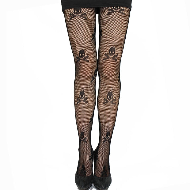Sexy Fishnet Skull Print Stretch Pantyhose