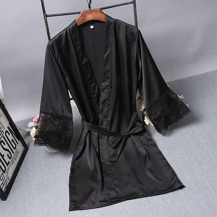 Robes  Elegant Sleepwear Sexy Lace Women Dressing Kimono Silk Bath Robe