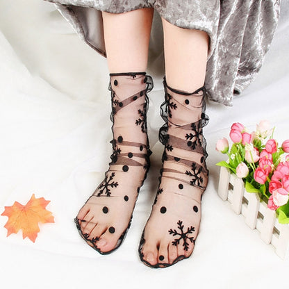 3 Pairs Lace Socks Fishnet Embroidered High Fish Women Net Socks Ankle Short Socks Ruffle Sexy