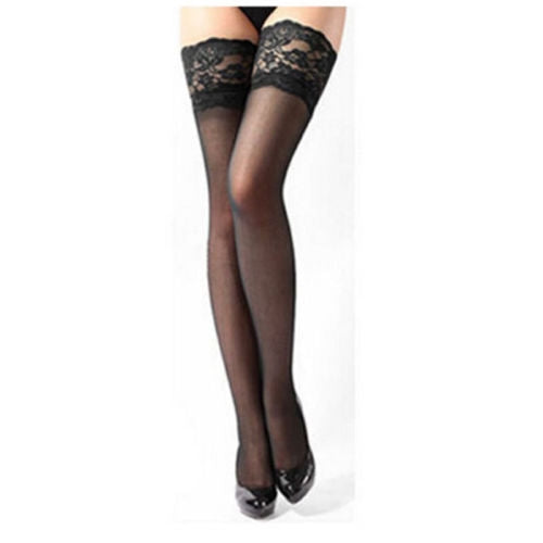 3 Pairs Sexy Womens Thin Sheer Lace Stocking Top Stay Up Thigh High Hold-ups Stockings Pantyhose