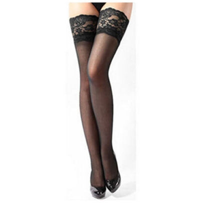 3 Pairs Sexy Womens Thin Sheer Lace Stocking Top Stay Up Thigh High Hold-ups Stockings Pantyhose