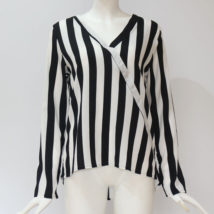 Women Striped Shirt Long Sleeve V-neck Shirts Casual Tops Blouse