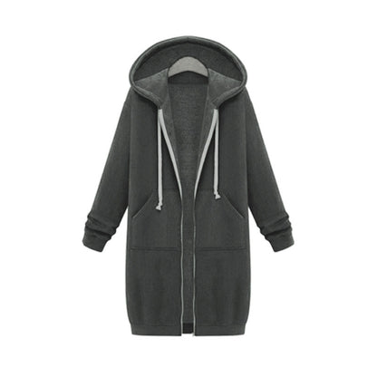 Women Hooded Long Sleeved Sweater In The Long Coat