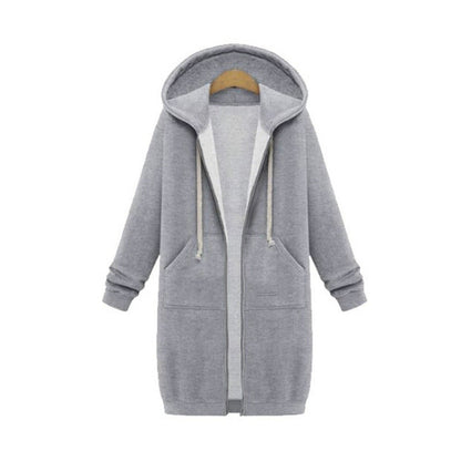 Women Hooded Long Sleeved Sweater In The Long Coat