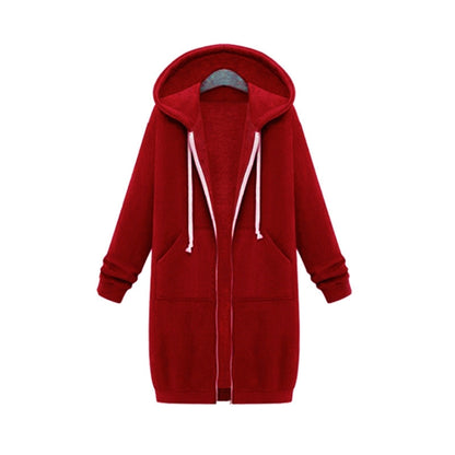 Women Hooded Long Sleeved Sweater In The Long Coat